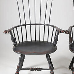 Pair of Painted Windsor Style Armchairs
