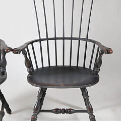 Pair of Painted Windsor Style Armchairs