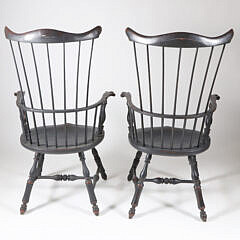 Pair of Painted Windsor Style Armchairs