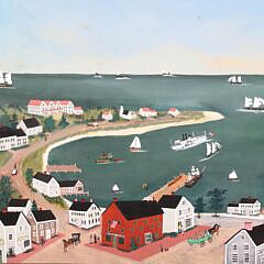 Charlie and Jan Munro Collaborative Oil on Panel “Nantucket Harbor”