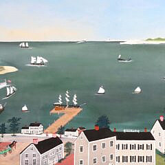 Charlie and Jan Munro Collaborative Oil on Panel “Nantucket Harbor”
