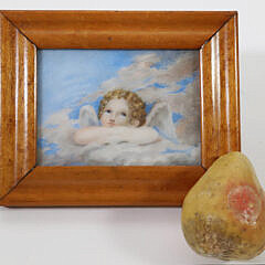 Antique Continental Hand Painted Angel on Marble
