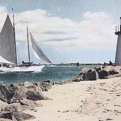 William W. Coffin Pencil Signed Colored Photograph “Rounding Brant Point, Nantucket”