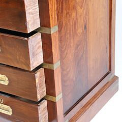 Pair of Brass Bound Mahogany Campaign Style End Tables or Stands