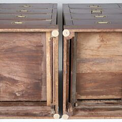 Pair of Brass Bound Mahogany Campaign Style End Tables or Stands