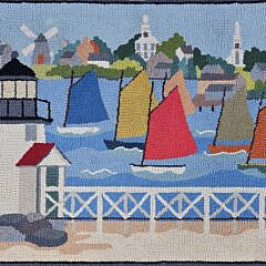 Claire Murray Hooked Rug Depicting Brant Point Nantucket with Rainbow Fleet