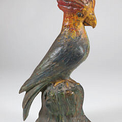 Cast Iron Painted Parrot Door Stop 19th Century