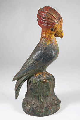 Cast Iron Painted Parrot Door Stop 19th Century