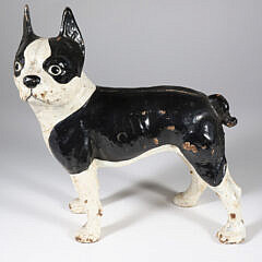 Antique Painted Cast Iron Boston Terrier Doorstop
