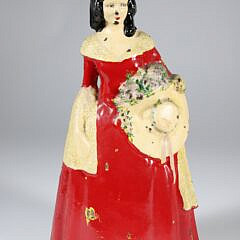 Antique Painted Cast Iron Lady Belle Doorstop