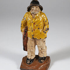 Vintage Painted Cast Iron Old Salt Doorstop in Original Paint