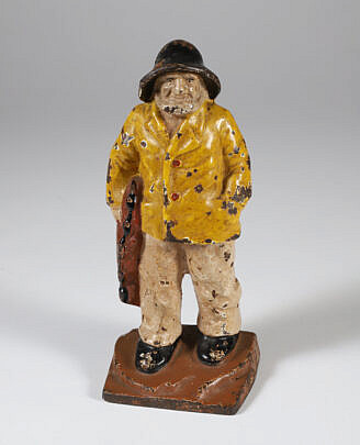 Vintage Painted Cast Iron Old Salt Doorstop in Original Paint