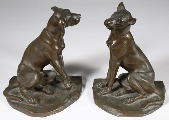 Pair of Bronze Austrian Hound Bookends