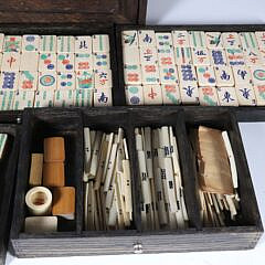 Vintage Mahjong Game Box With Bone Tile and Pieces