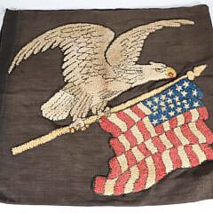 Vintage American Flag and Eagle Hooked Pillow Case