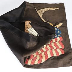 Vintage American Flag and Eagle Hooked Pillow Case