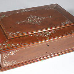 Vintage Mahogany Jewelry Box with Sterling Silver Line Inlay