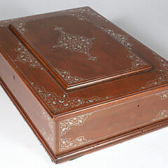 Vintage Mahogany Jewelry Box with Sterling Silver Line Inlay