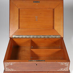 Vintage Mahogany Jewelry Box with Sterling Silver Line Inlay