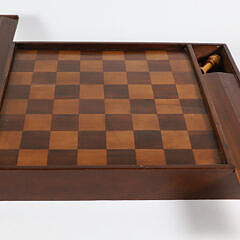 Antique Multiwood Game Board with Opposing Game Piece Compartments and Slide Tops