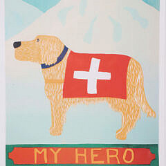 Stephen Huneck Pencil Signed Lithograph “My Hero”