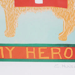 Stephen Huneck Pencil Signed Lithograph “My Hero”