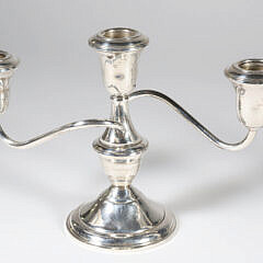 Pair of Sterling Silver Weighted Three-Light Candelabra