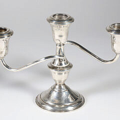 Pair of Sterling Silver Weighted Three-Light Candelabra
