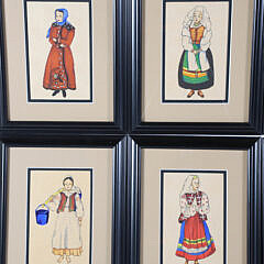 Collection of 12 Watercolor Occupational Portraits of Ukrainian Woman, circa 1920