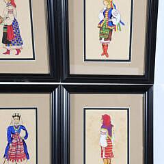 Collection of 12 Watercolor Occupational Portraits of Ukrainian Woman, circa 1920