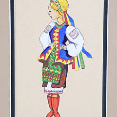 Collection of 12 Watercolor Occupational Portraits of Ukrainian Woman, circa 1920