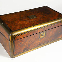 Burlwood Brass Bound Lap Desk 19th Century