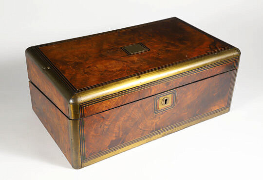 Burlwood Brass Bound Lap Desk 19th Century
