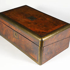 Burlwood Brass Bound Lap Desk, 19th Century