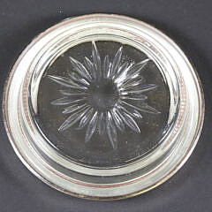 Set of Twelve Glass Coasters with Sterling Silver Collars