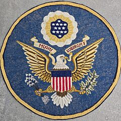 Vintage Spread Winged Eagle “E. Pluribus Unum” Round Hooked Rug