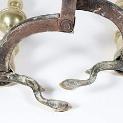 Scarce Signed N. Johnson – Boston Brass Ball and Finial Top Andirons, 19th Century