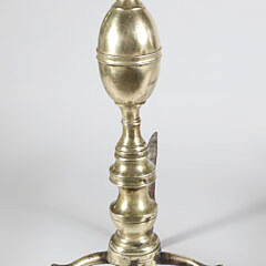 Pair of Period Brass Double Lemon Top Andirons, 19th Century