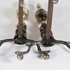 Pair of Period Brass Double Lemon Top Andirons, 19th Century