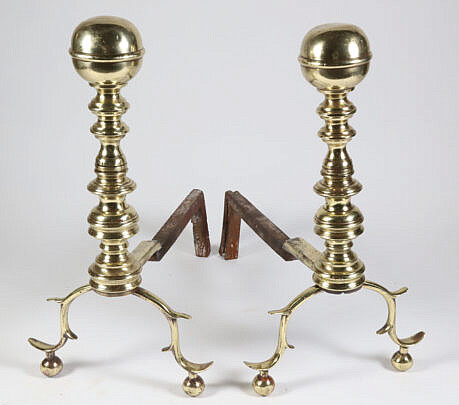 2416-54 Ball Top Andirons A 9495_2 JPG