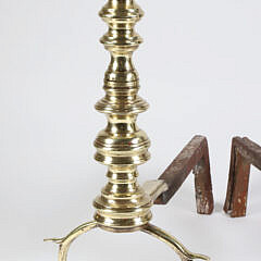 Pair of Period Boston Ball Top Andirons, 19th Century