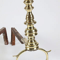 Pair of Period Boston Ball Top Andirons, 19th Century