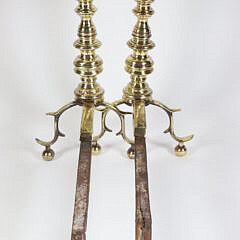 Pair of Period Boston Ball Top Andirons, 19th Century