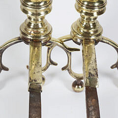Pair of Period Boston Ball Top Andirons, 19th Century