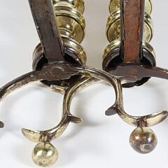 Pair of Period Boston Ball Top Andirons, 19th Century