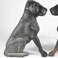 Pair of Liberty Foundry Cast Iron Black Lab Andirons