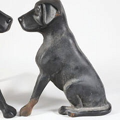 Pair of Liberty Foundry Cast Iron Black Lab Andirons