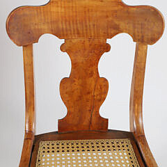 Pair of American Tiger Maple Caned Seat Side Chairs, 19th Century