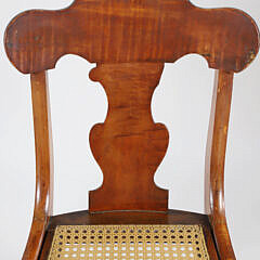 Pair of American Tiger Maple Caned Seat Side Chairs, 19th Century