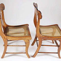 Pair of American Tiger Maple Caned Seat Side Chairs, 19th Century